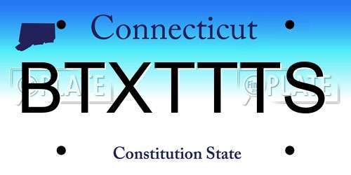 BTXTTTS Connecticut License Plate