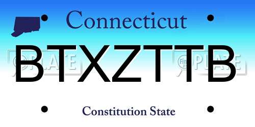 BTXZTTB Connecticut License Plate