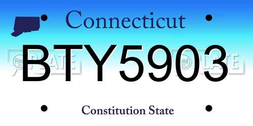 BTY5903 Connecticut License Plate