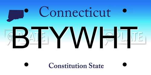 BTYWHT Connecticut License Plate