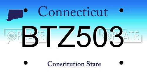 BTZ503 Connecticut License Plate