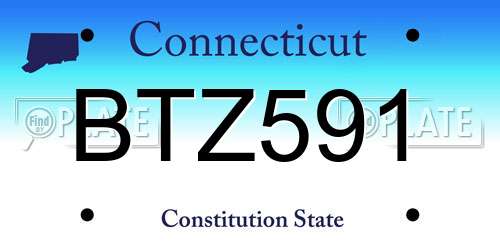 BTZ591 Connecticut License Plate