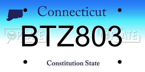 BTZ803 Connecticut License Plate