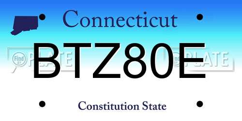 BTZ80E Connecticut License Plate