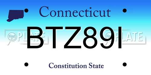 BTZ89I Connecticut License Plate