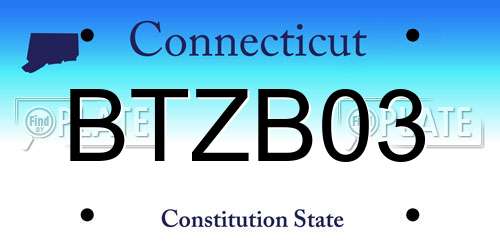 BTZB03 Connecticut License Plate