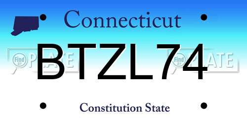 BTZL74 Connecticut License Plate