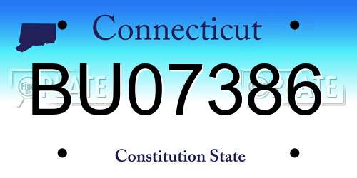 BU07386 Connecticut License Plate