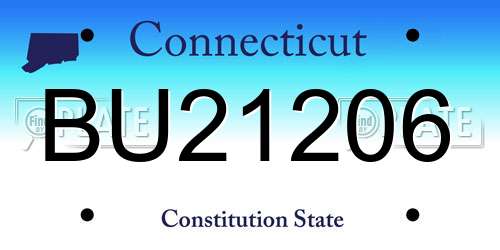 BU21206 Connecticut License Plate