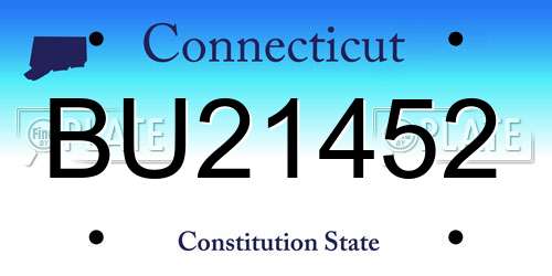 BU21452 Connecticut License Plate