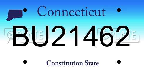 BU21462 Connecticut License Plate