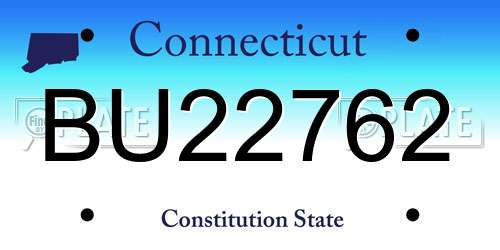 BU22762 Connecticut License Plate