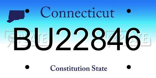 BU22846 Connecticut License Plate