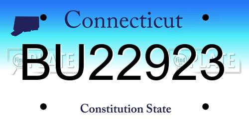 BU22923 Connecticut License Plate