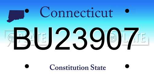 BU23907 Connecticut License Plate