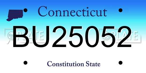 BU25052 Connecticut License Plate