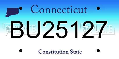 BU25127 Connecticut License Plate