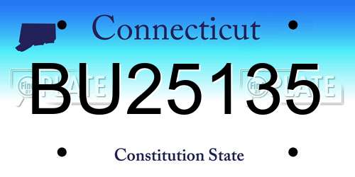 BU25135 Connecticut License Plate