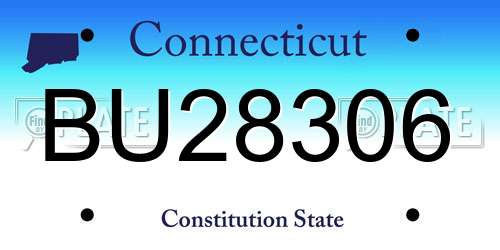 BU28306 Connecticut License Plate