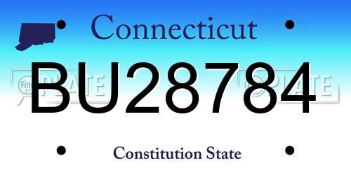 BU28784 Connecticut License Plate