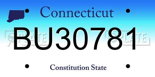 BU30781 Connecticut License Plate