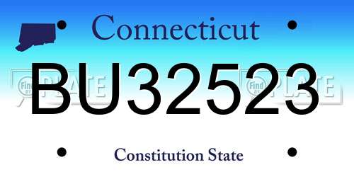 BU32523 Connecticut License Plate