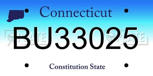 BU33025 Connecticut License Plate