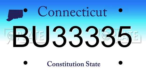BU33335 Connecticut License Plate