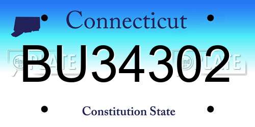 BU34302 Connecticut License Plate