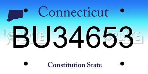BU34653 Connecticut License Plate