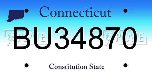 BU34870 Connecticut License Plate