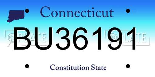 BU36191 Connecticut License Plate