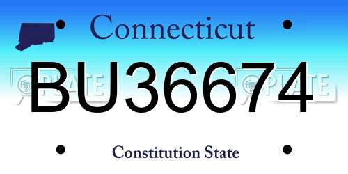 BU36674 Connecticut License Plate