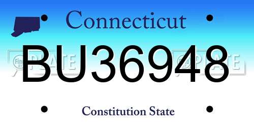 BU36948 Connecticut License Plate