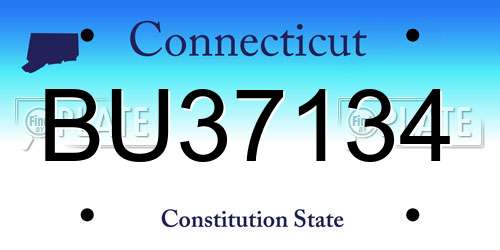 BU37134 Connecticut License Plate