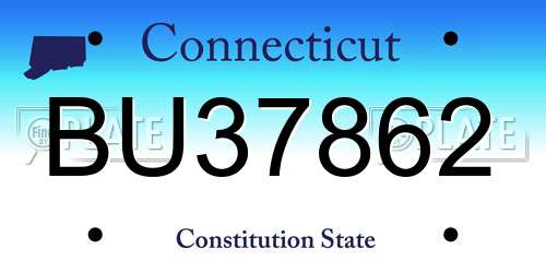 BU37862 Connecticut License Plate