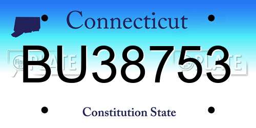 BU38753 Connecticut License Plate