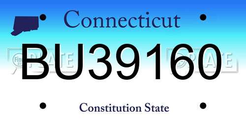 BU39160 Connecticut License Plate