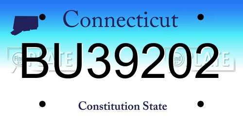 BU39202 Connecticut License Plate