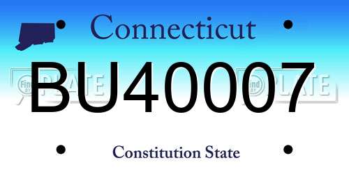 BU40007 Connecticut License Plate