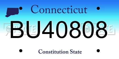 BU40808 Connecticut License Plate