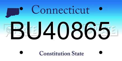 BU40865 Connecticut License Plate