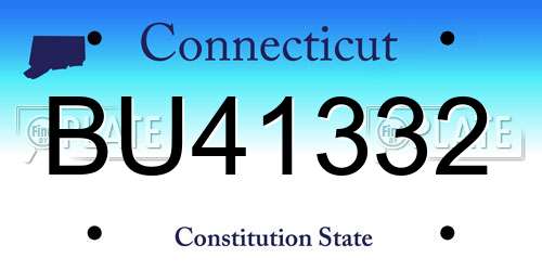 BU41332 Connecticut License Plate