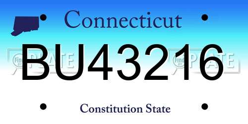 BU43216 Connecticut License Plate