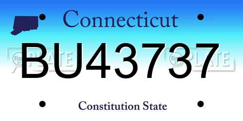 BU43737 Connecticut License Plate