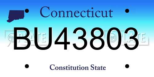 BU43803 Connecticut License Plate