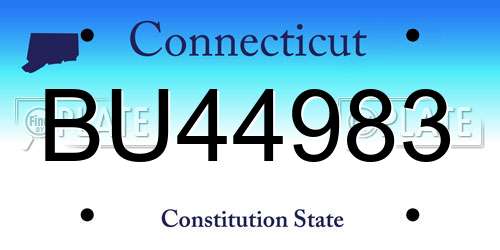 BU44983 Connecticut License Plate