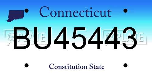 BU45443 Connecticut License Plate