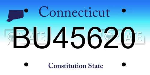 BU45620 Connecticut License Plate
