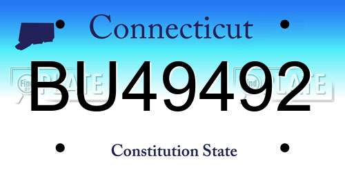 BU49492 Connecticut License Plate